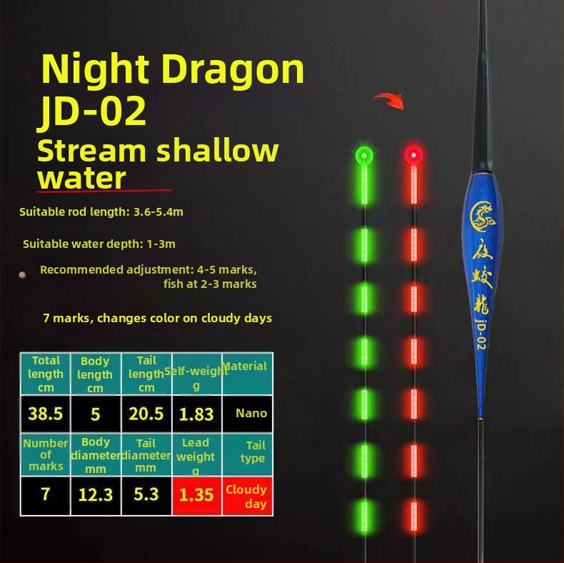 Vertikalni drift ribolovni plovak s nano materijalom i elektroničkim osvjetljenjem, za dan i noć