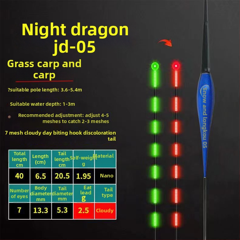 Vertikalni drift ribolovni plovak s nano materijalom i elektroničkim osvjetljenjem, za dan i noć