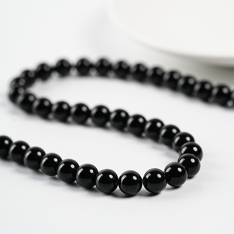 Obsidijanske labave perle, polirane, okrugle, marka Yuelong tianxi