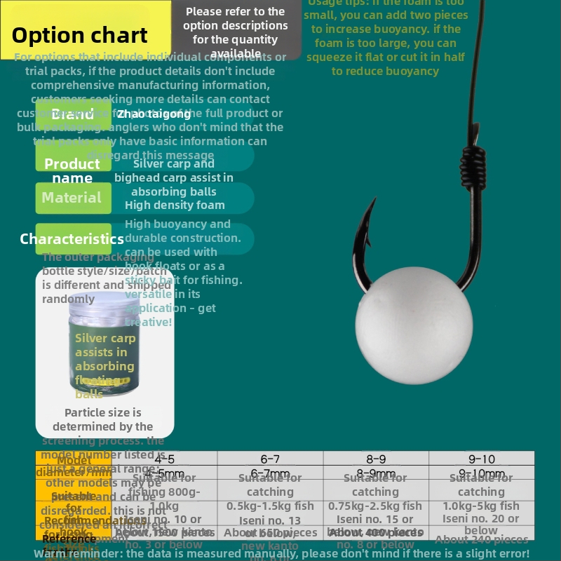 Karp ribiški pribor: plutajuća pjenasta kuglica za mamac, usisni pomoćnik, perle i udica