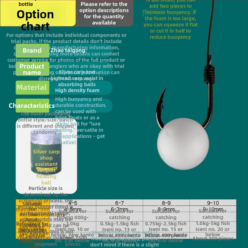 Karp ribiški pribor: plutajuća pjenasta kuglica za mamac, usisni pomoćnik, perle i udica