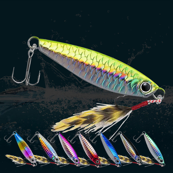 Polako potonući mamac s željeznom pločom, pernim udicama i olovnim teretom za slatkovodni ribolov