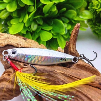 Polako potonući mamac s željeznom pločom, pernim udicama i olovnim teretom za slatkovodni ribolov