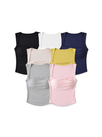 Камизолка със подплънка за бюст, квадратно деколте, тясна кройка, Rayon плат (90–95% съдържание rayon), микроеластичност