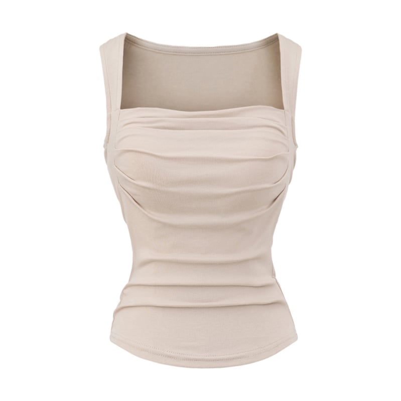 Камизолка със подплънка за бюст, квадратно деколте, тясна кройка, Rayon плат (90–95% съдържание rayon), микроеластичност