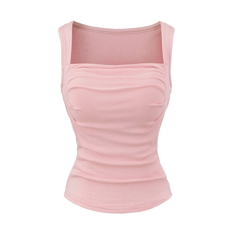Камизолка със подплънка за бюст, квадратно деколте, тясна кройка, Rayon плат (90–95% съдържание rayon), микроеластичност