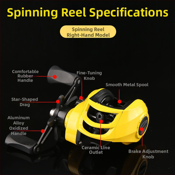 Μακαροπεριστροφική ρόδα ψαρέματος με κεντρομαγνητικό διπλό σύστημα φρένων, μακρινή ρίψη, προστασία από θραύση της γραμμής, σχεδίαση με μικροάξονα