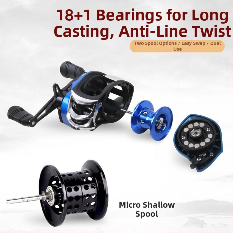 Μακαροπεριστροφική ρόδα ψαρέματος με κεντρομαγνητικό διπλό σύστημα φρένων, μακρινή ρίψη, προστασία από θραύση της γραμμής, σχεδίαση με μικροάξονα