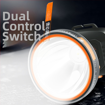 Frontala LED reîncărcabilă, baterie 2000mAh, putere 1W/3W/5W, acționare manuală, purtată pe cap pentru pescuit și activități în aer liber, încărcător inclus, rază până la 500 m