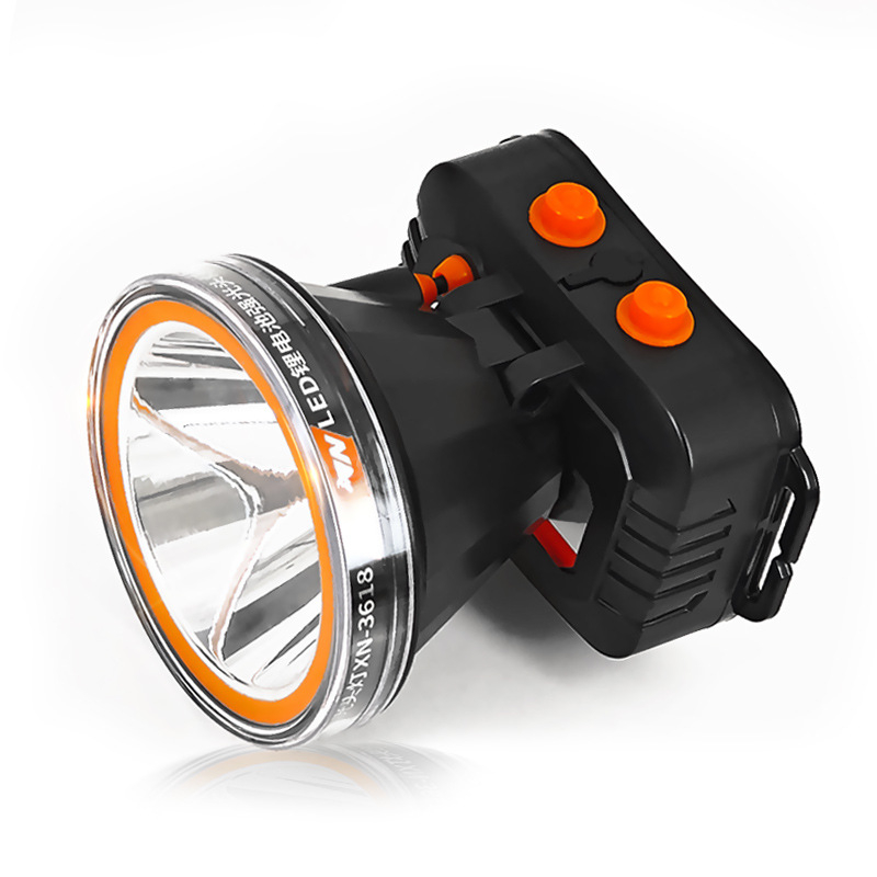 Frontala LED reîncărcabilă, baterie 2000mAh, putere 1W/3W/5W, acționare manuală, purtată pe cap pentru pescuit și activități în aer liber, încărcător inclus, rază până la 500 m