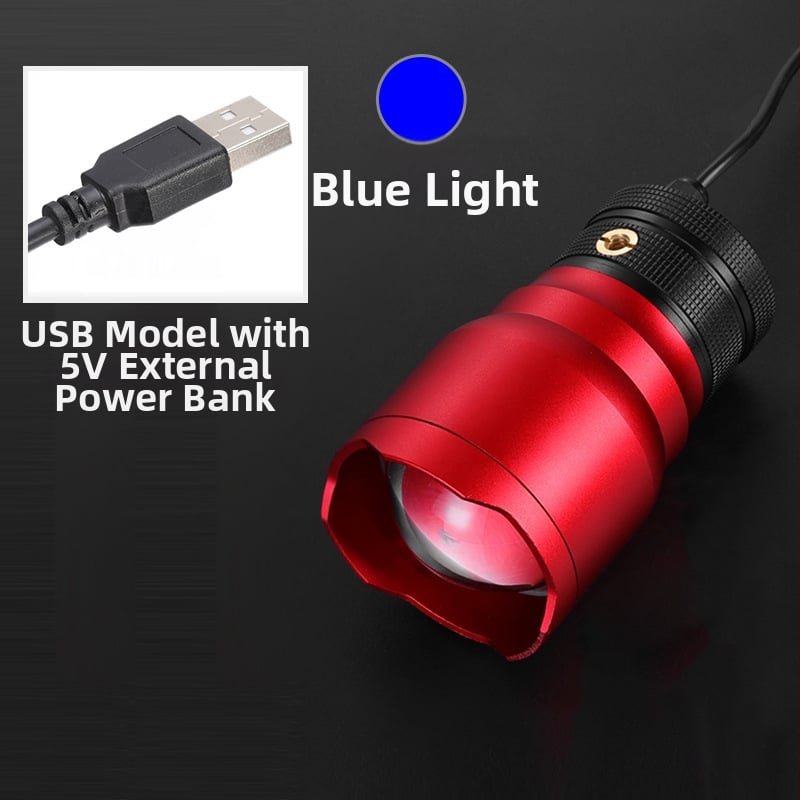 Išorinis žvejybos LED žibintas, aliuminio lydinio korpusas, 200–500 m nuotolis, kinetinės energijos tiekimas, Fisherman's Treasure