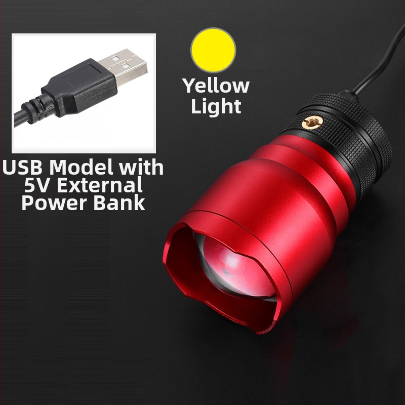 Išorinis žvejybos LED žibintas, aliuminio lydinio korpusas, 200–500 m nuotolis, kinetinės energijos tiekimas, Fisherman's Treasure