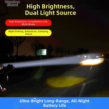 Frontala pentru pescuit noaptea — alimentare cu baterie Li, fascicul puternic, design cu bandă pentru cap, Xiaoduo