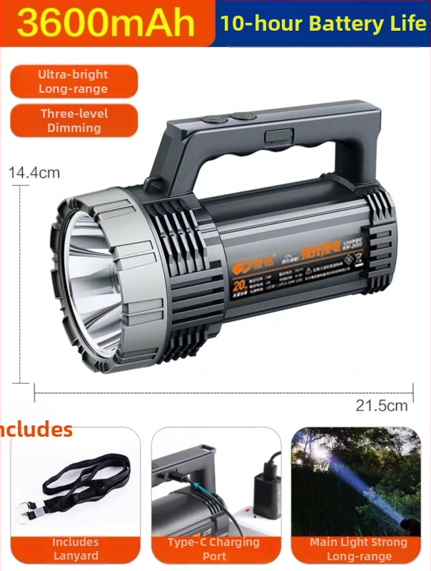 Kang Ming KM2698 KM2697 KM2706 įkraunamas LED prožektorius, 50W, 10000mAh, nuotolis iki 500 m, tinka žygiams ir stovyklavimui