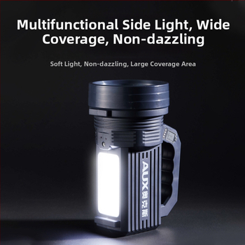 Įkraunamas LED žibintuvas | Ultra ryškus lauke, ilgas nuotolis | 5500–9900W, LED, ABS, nuotolis 500 m+