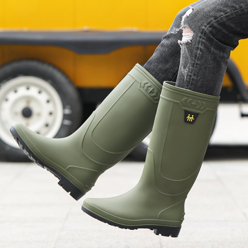 Férfi PVC esőcsizma, magas cső, EVA talpbetét, hálós belső bélés, egy darabból öntött talp