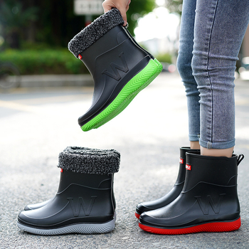 Muške kišne čizme srednje visine, vodootporne, protuklizne, plastični gornji dio i potplat, niski pet
