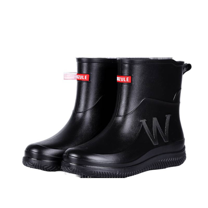 Muške kišne čizme srednje visine, vodootporne, protuklizne, plastični gornji dio i potplat, niski pet