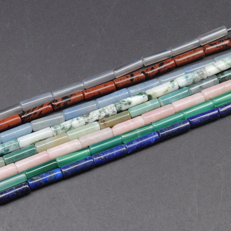 Laisalt nööritavad helmikeste cilindrilises vormis, poleeritud, looduslik toorkivi — Minghui jewelry