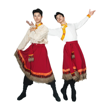 Vīriešu Tibetas tautas deju apģērbs, lina 95%+, kokvilnas-lina audums, rudens 2025