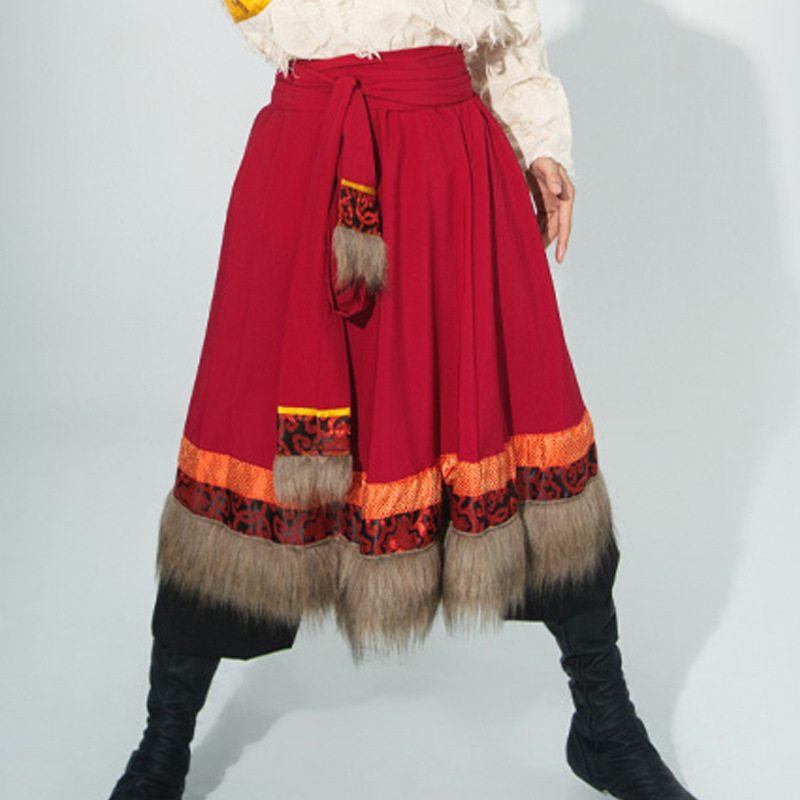 Vīriešu Tibetas tautas deju apģērbs, lina 95%+, kokvilnas-lina audums, rudens 2025