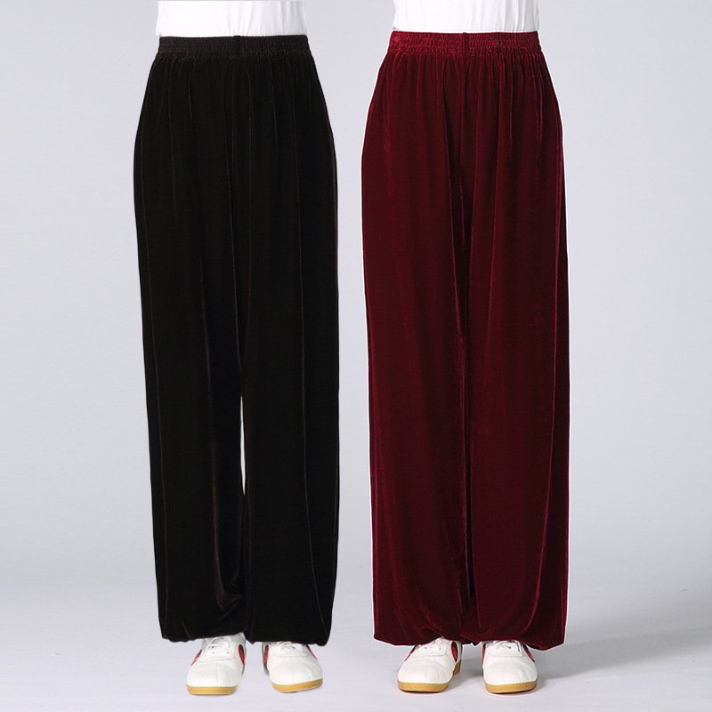 Tai Chi hlače od corduroy tkanine s podstavom od velura, unisex za odrasle, za Tai Chi, jogu, fitness i borilačke vještine