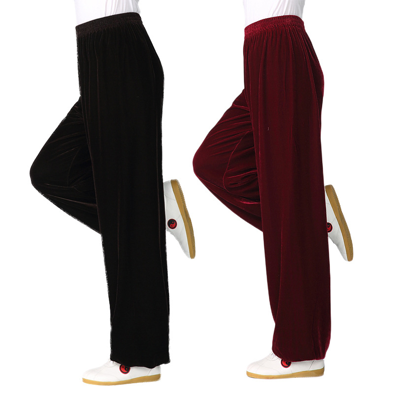 Tai Chi hlače od corduroy tkanine s podstavom od velura, unisex za odrasle, za Tai Chi, jogu, fitness i borilačke vještine