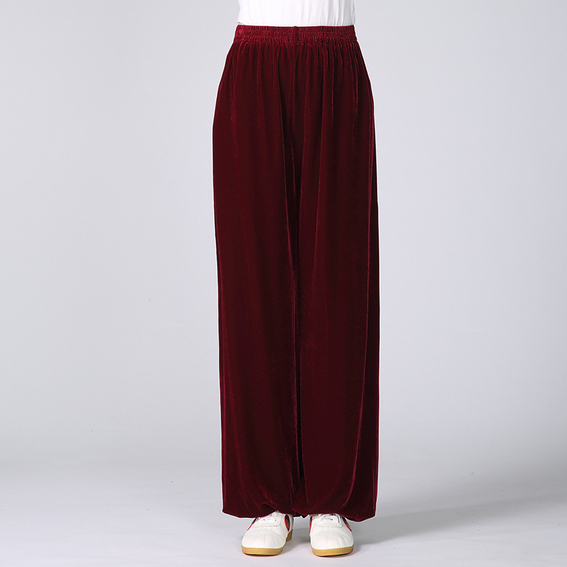Tai Chi hlače od corduroy tkanine s podstavom od velura, unisex za odrasle, za Tai Chi, jogu, fitness i borilačke vještine