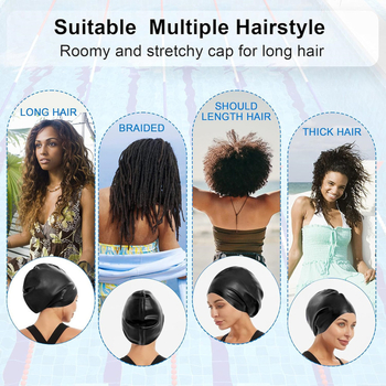 Silikonska kapa za plivanje za žene s dugom kosom, vodootporna, potpuno pokrivanje, pogodna za dugačke pletenice