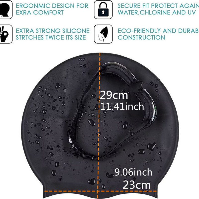 Silikonska kapa za plivanje za žene s dugom kosom, vodootporna, potpuno pokrivanje, pogodna za dugačke pletenice