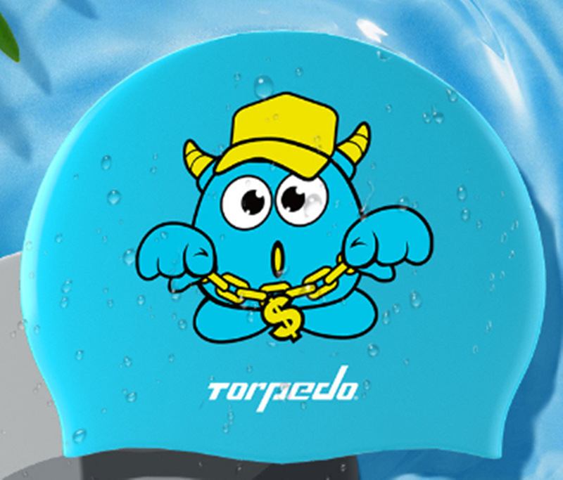 Plivački kapa - silikon, karikaturalni uzorak, unisex za odrasle, TORPEDO marka, vodootporna