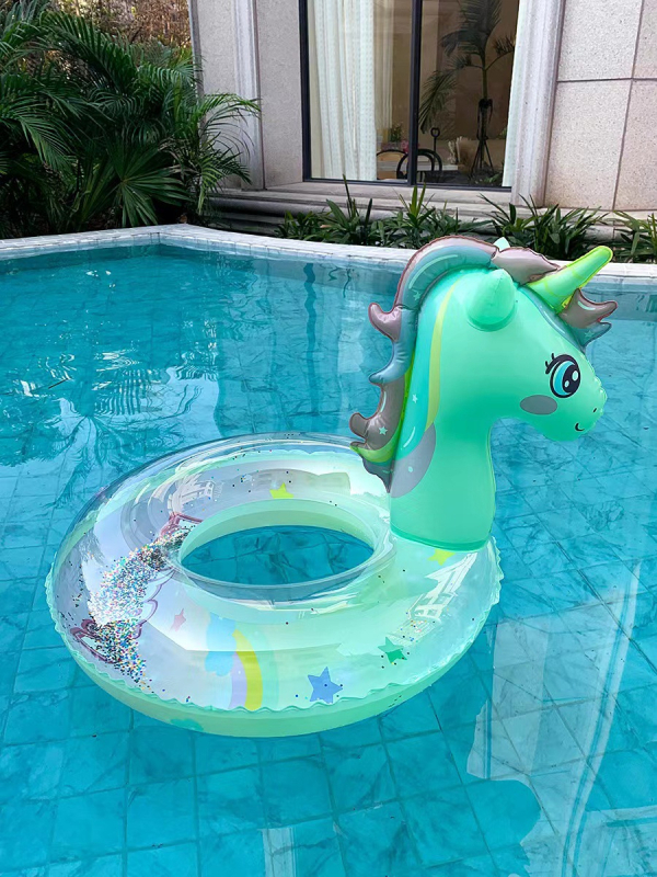 Dječji plivački prsten za djevojčice - crtani dizajn jednoroga, PVC materijal, namijenjen plivanju i hodanju u vodi