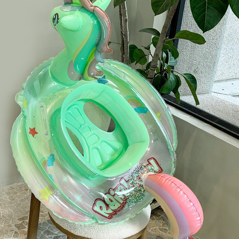 Dječji plivački prsten za djevojčice - crtani dizajn jednoroga, PVC materijal, namijenjen plivanju i hodanju u vodi
