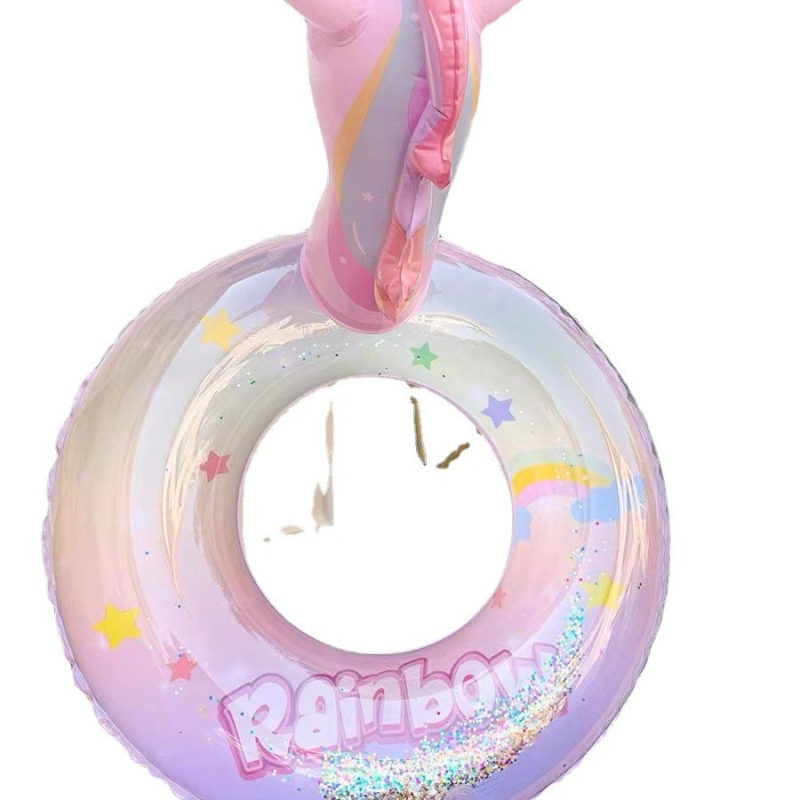 Dječji plivački prsten za djevojčice - crtani dizajn jednoroga, PVC materijal, namijenjen plivanju i hodanju u vodi