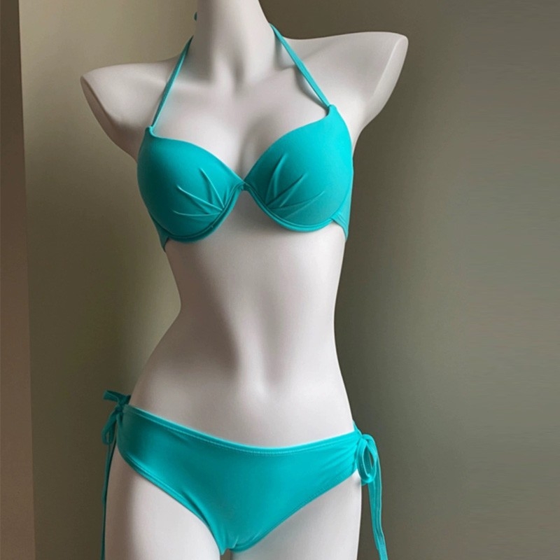 Korejskog stila trodijelni bikini set s čeličnom podrškom, otvorena leđa, bez rukava, za žene, materijal poliester/nylon 80%, težina 180 g