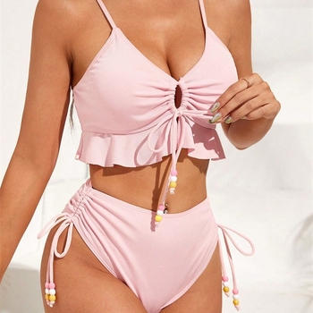 Ženski dvodijelni bikini s podstavljenim gornjim dijelom i stražnjim trakama, poliester tkanina i podstava