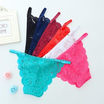 Sievietēm mežģīņu tangas bikini biksītes – zems viduklis, vienkrāsains, neilons 90–95%, kokvilnas oderējums