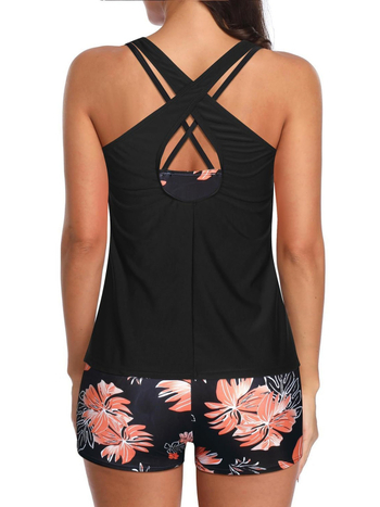 Tri-dijelni ženski bikini set s visokim strukom i otvorenim leđima, euro-američki stil; tkanina 85% poliester, podstava 15% spandex; s umetnim jastučićima za grudi