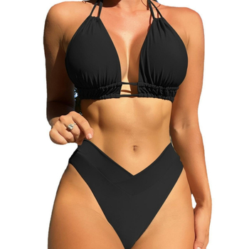 Ženski dvodijelni bikini: najlonska tkanina, umetci za grudi, bez čelične potpore, jedinstven jednobojni uzorak, za plivanje