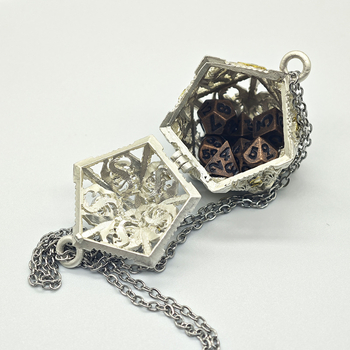 Bakar D20 privjesak za ogrlicu Cutout Dice — pravokutni dizajn, dvadesetostrani kocka, stolne igre, mogućnost prilagodbe