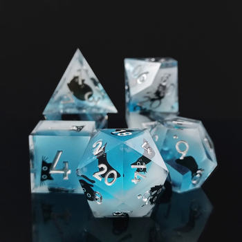 Kocke D20 od smole s mačjim motivom – za TRPG stolne igre, prilagodljive, set od 50 komada