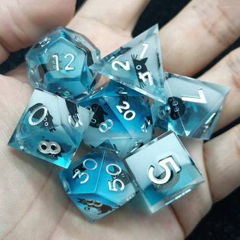 Kocke D20 od smole s mačjim motivom – za TRPG stolne igre, prilagodljive, set od 50 komada
