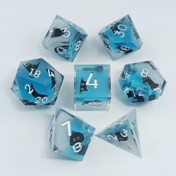 Kocke D20 od smole s mačjim motivom – za TRPG stolne igre, prilagodljive, set od 50 komada