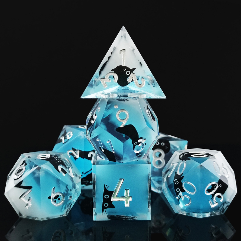 Kocke D20 od smole s mačjim motivom – za TRPG stolne igre, prilagodljive, set od 50 komada