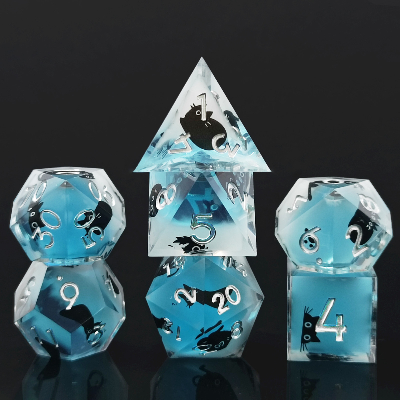 Kocke D20 od smole s mačjim motivom – za TRPG stolne igre, prilagodljive, set od 50 komada
