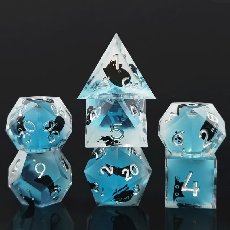 Kocke D20 od smole s mačjim motivom – za TRPG stolne igre, prilagodljive, set od 50 komada