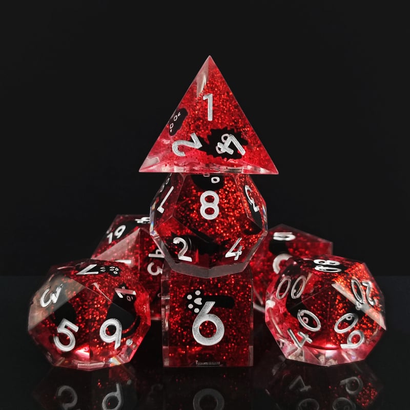 Kocke D20 od smole s mačjim motivom – za TRPG stolne igre, prilagodljive, set od 50 komada