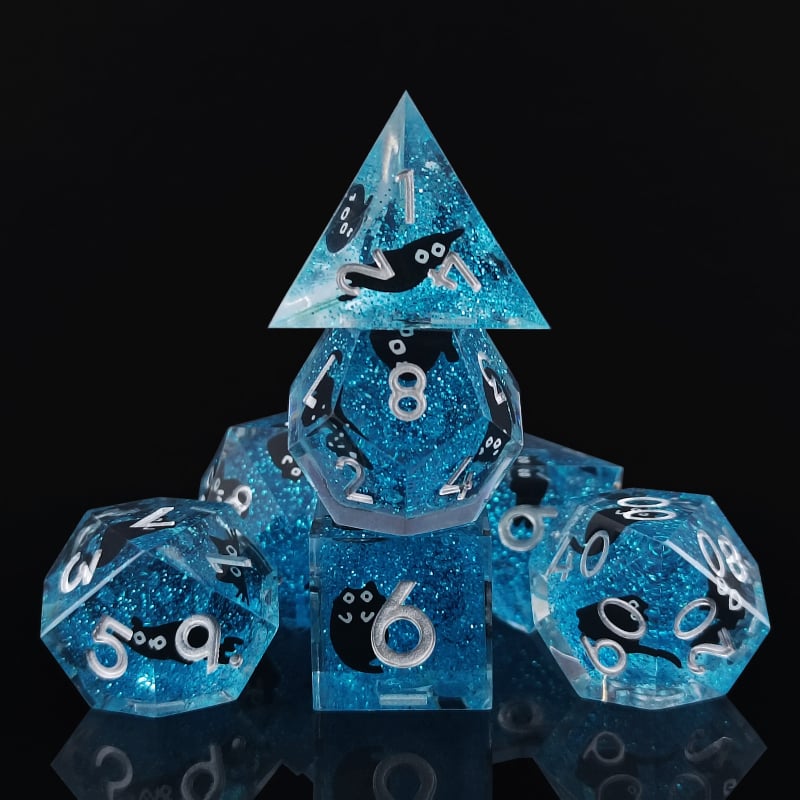 Kocke D20 od smole s mačjim motivom – za TRPG stolne igre, prilagodljive, set od 50 komada