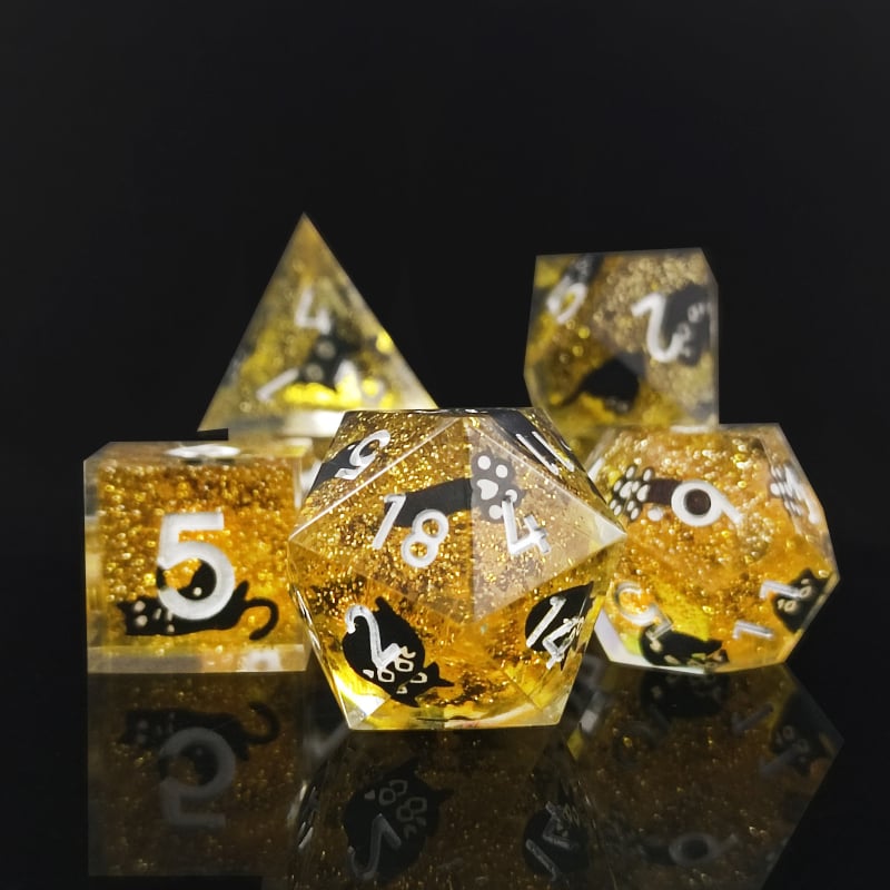 Kocke D20 od smole s mačjim motivom – za TRPG stolne igre, prilagodljive, set od 50 komada