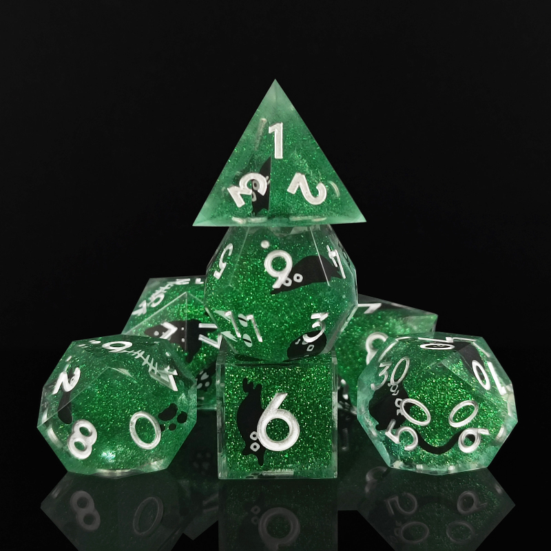Kocke D20 od smole s mačjim motivom – za TRPG stolne igre, prilagodljive, set od 50 komada